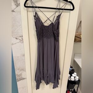 Free people Lace Trim Strappy Dress in Gray